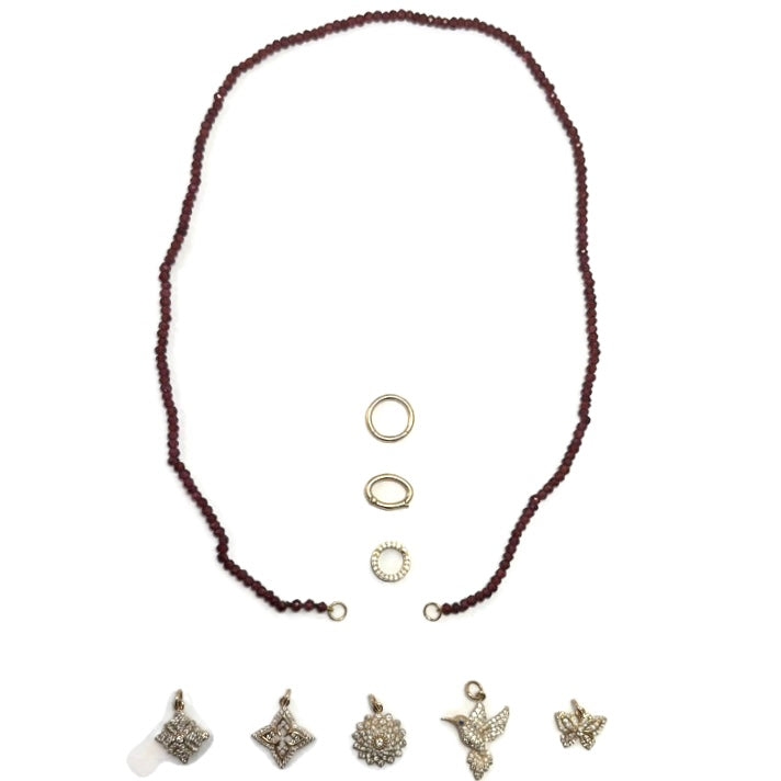 Garnet and Yellow Gold Charm Necklace (Strand ONLY) 340.00