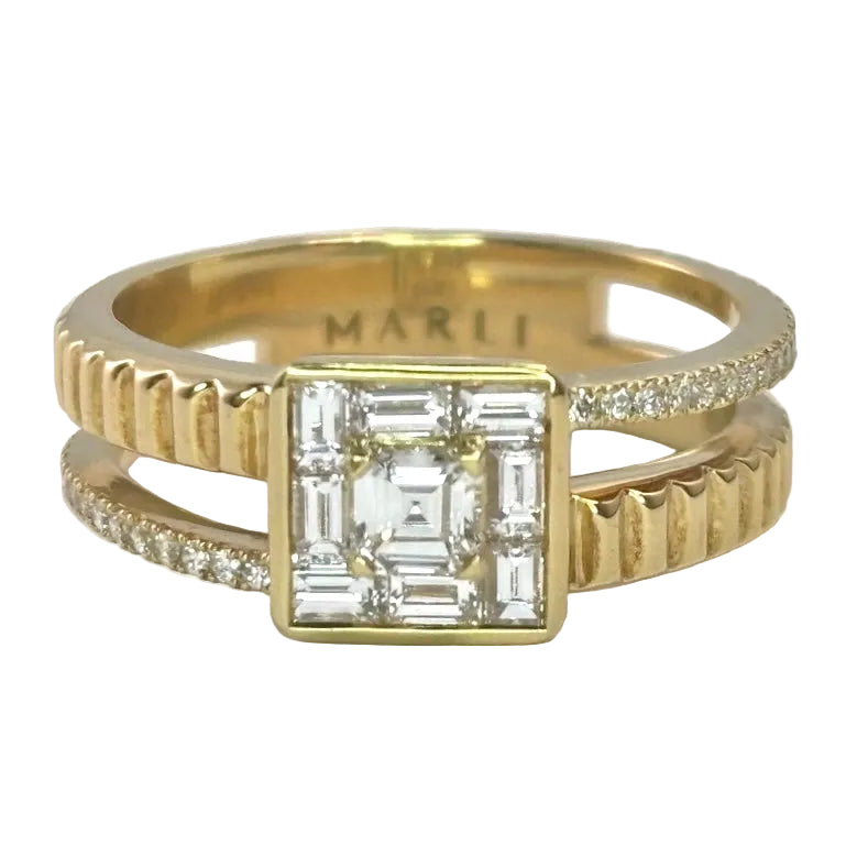 Asymmetrical 18K Yellow Gold Diamond Ring 6900.00