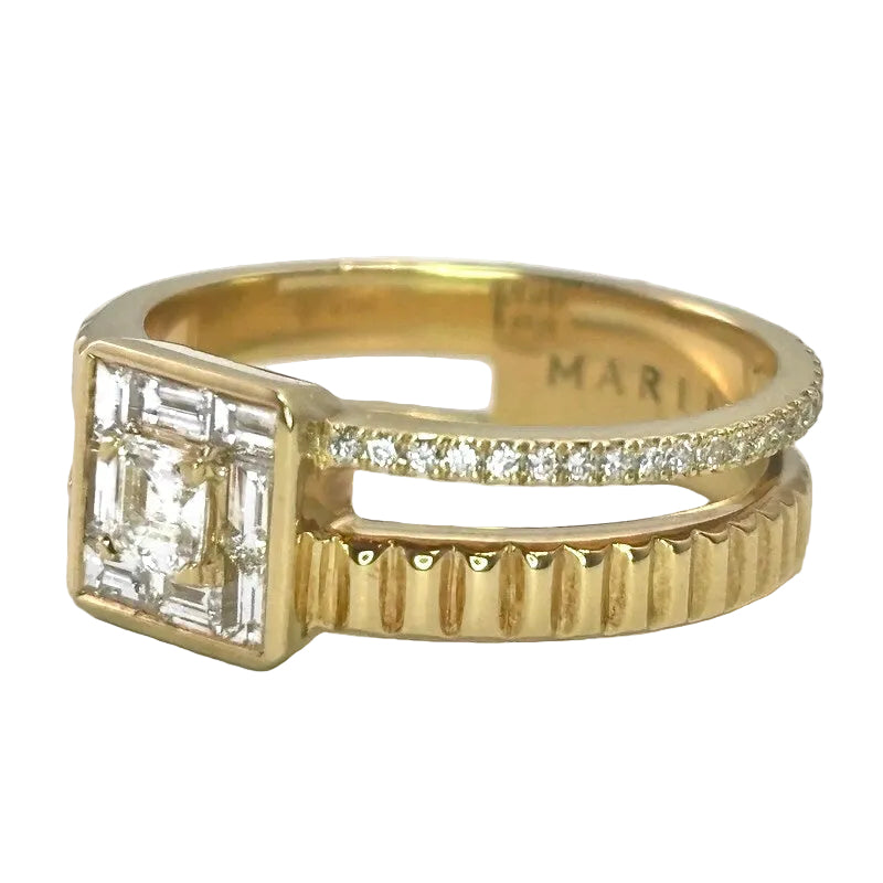 Asymmetrical 18K Yellow Gold Diamond Ring 6900.00