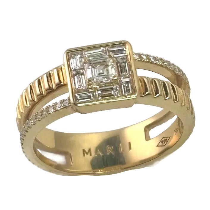 Asymmetrical 18K Yellow Gold Diamond Ring 6900.00