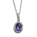 White Gold Sapphire and Diamond Halo Necklace 4500.00