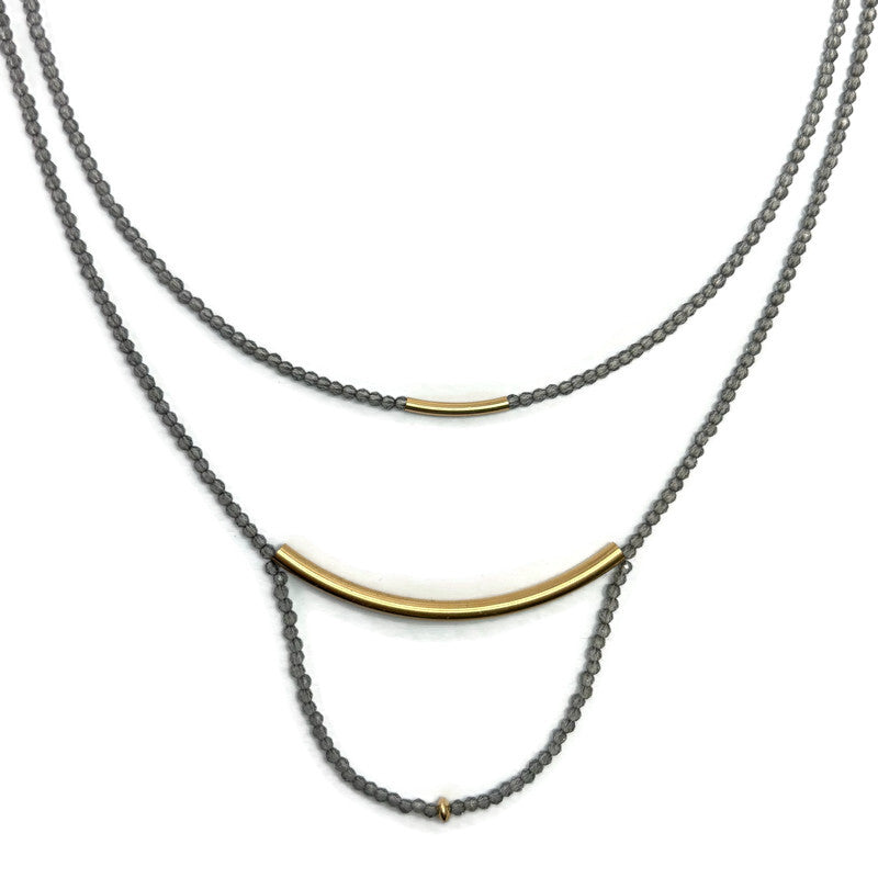 Gray Crystal Layered Gold Filled Necklace 155.00