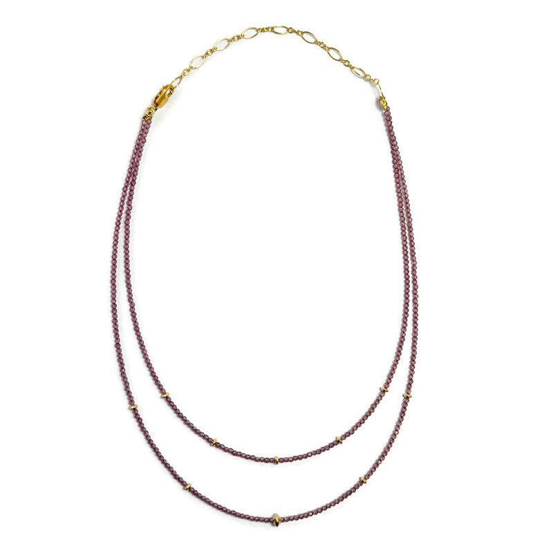 Maroon Crystal Layered Gold Filled Necklace 120.00