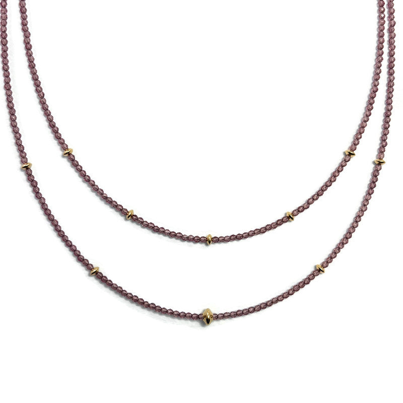 Maroon Crystal Layered Gold Filled Necklace 120.00