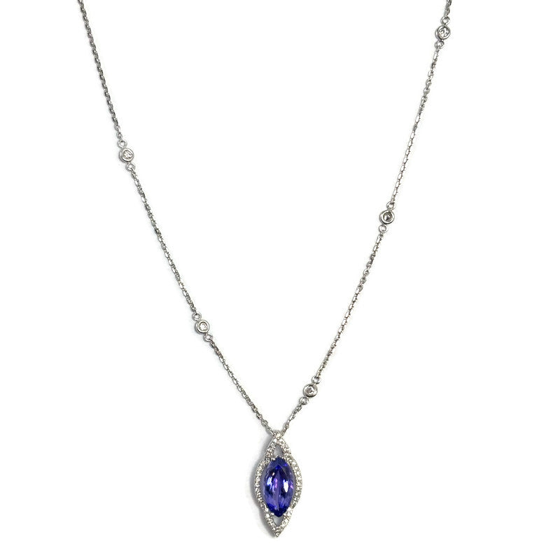 Marquise Tanzanite and Diamond White Gold Pendant 4500.00