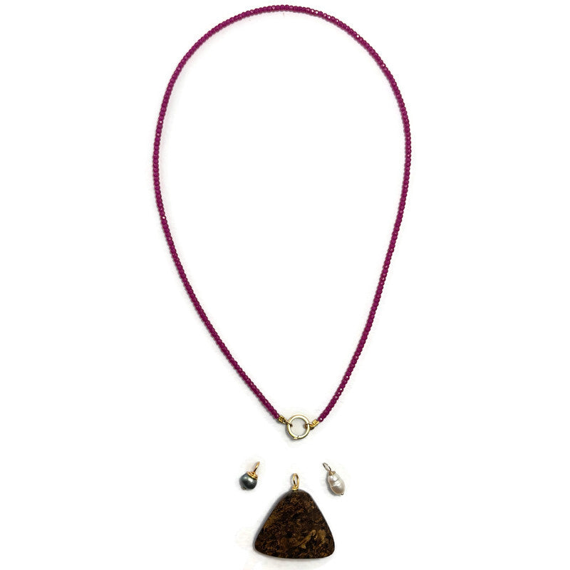 Ruby Quartz Beaded Necklace Gold Filled (Strand ONLY) 245.00