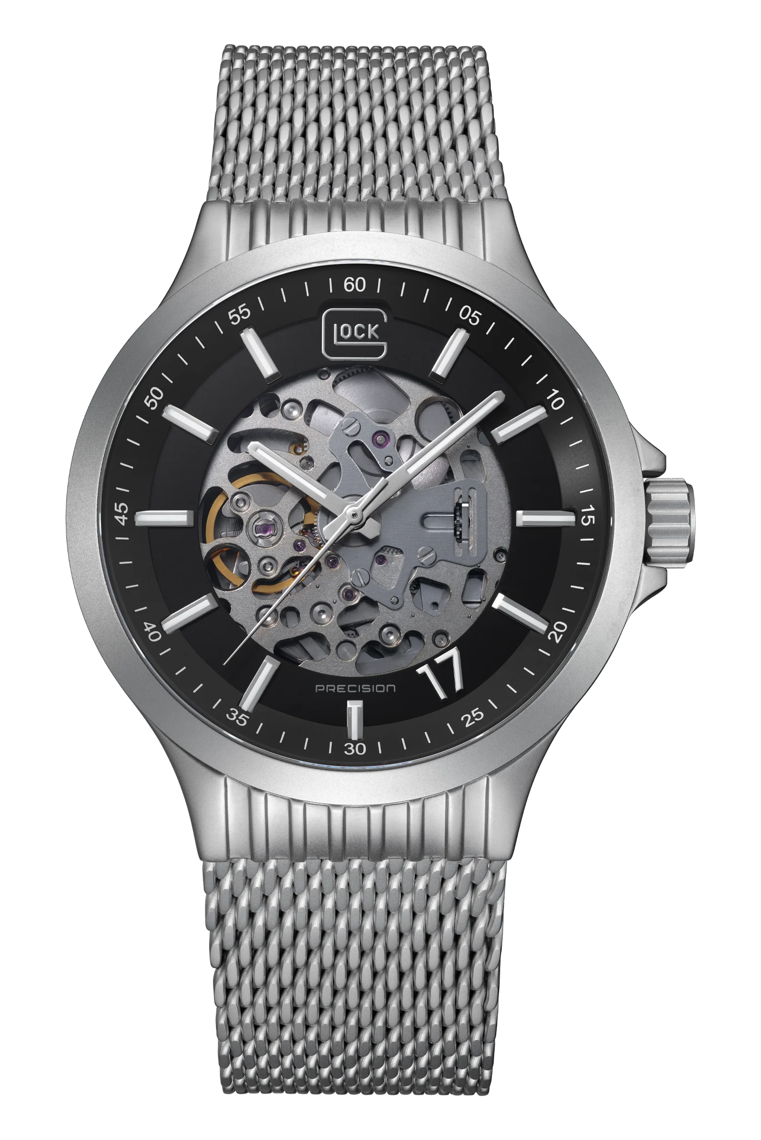 GLOCK Precision Men's Automatic Skeleton Watch Silver Titanium 749.00