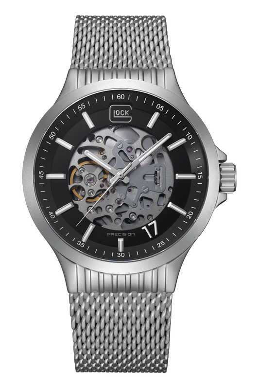 GLOCK Precision Men's Automatic Skeleton Watch Silver Titanium 749.00