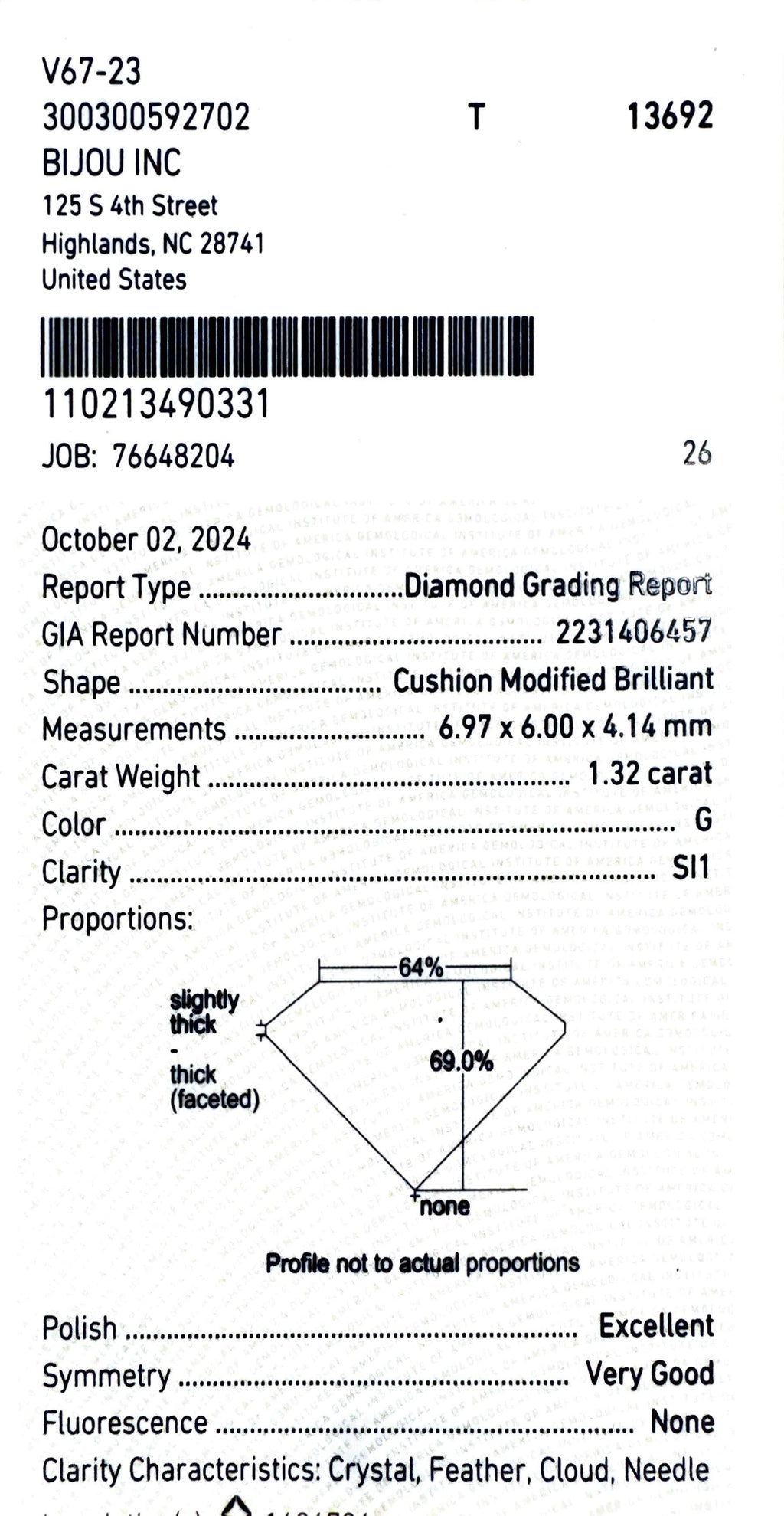 Modified Cushion Diamond 1.32ct Ring $8700.00