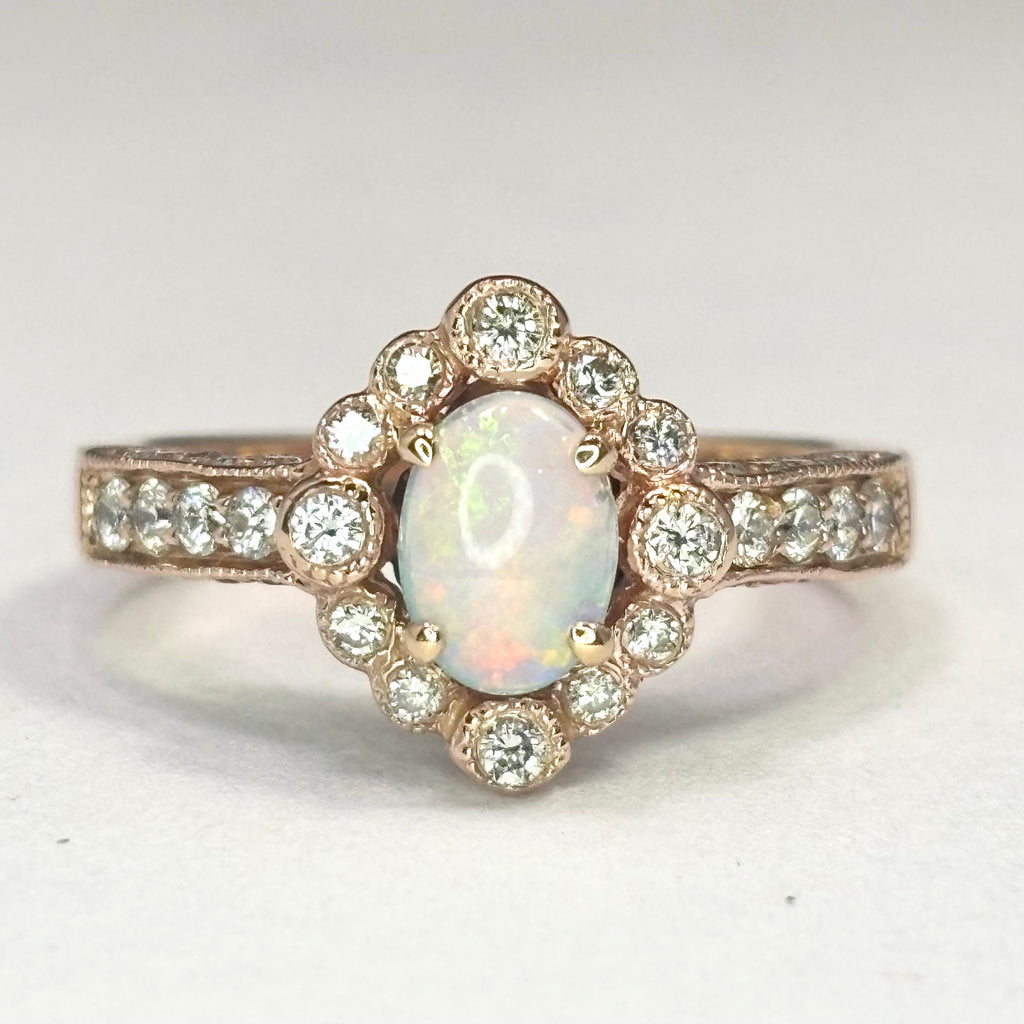 Opal and Diamond Rose Gold Ring 2800.00