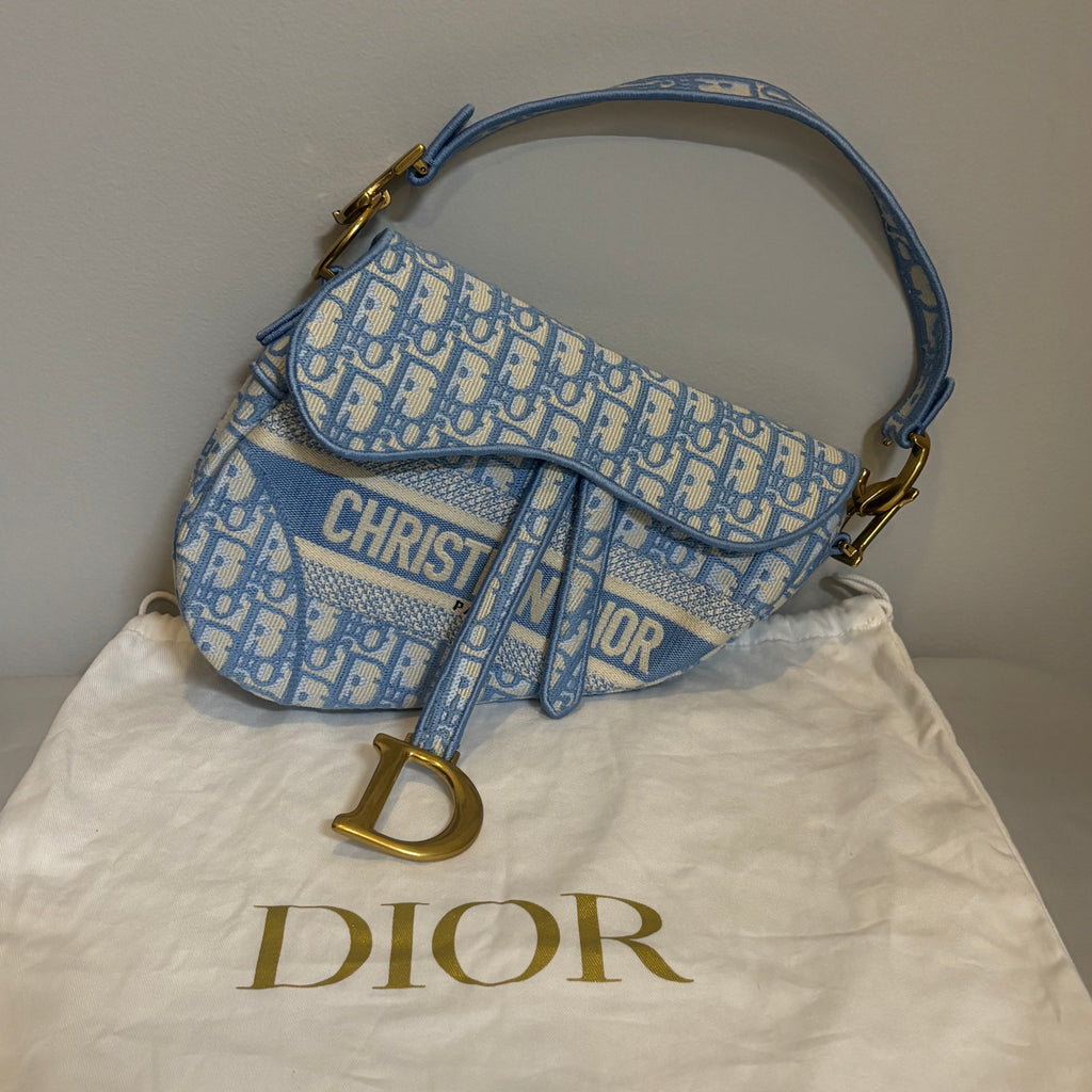 Christian Dior A Condition Saddle Handbag Logo Embroidered Oblique Canvas Medium 3200.00