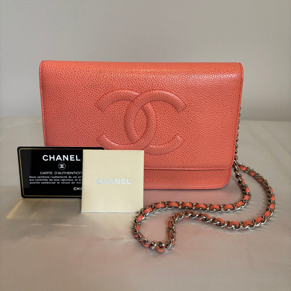 Chanel A Condition Coral Caviar Wallet on Chain 2700.00