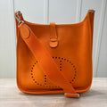Hermes Evelyn M Orange Pebble Handbag 3900.00