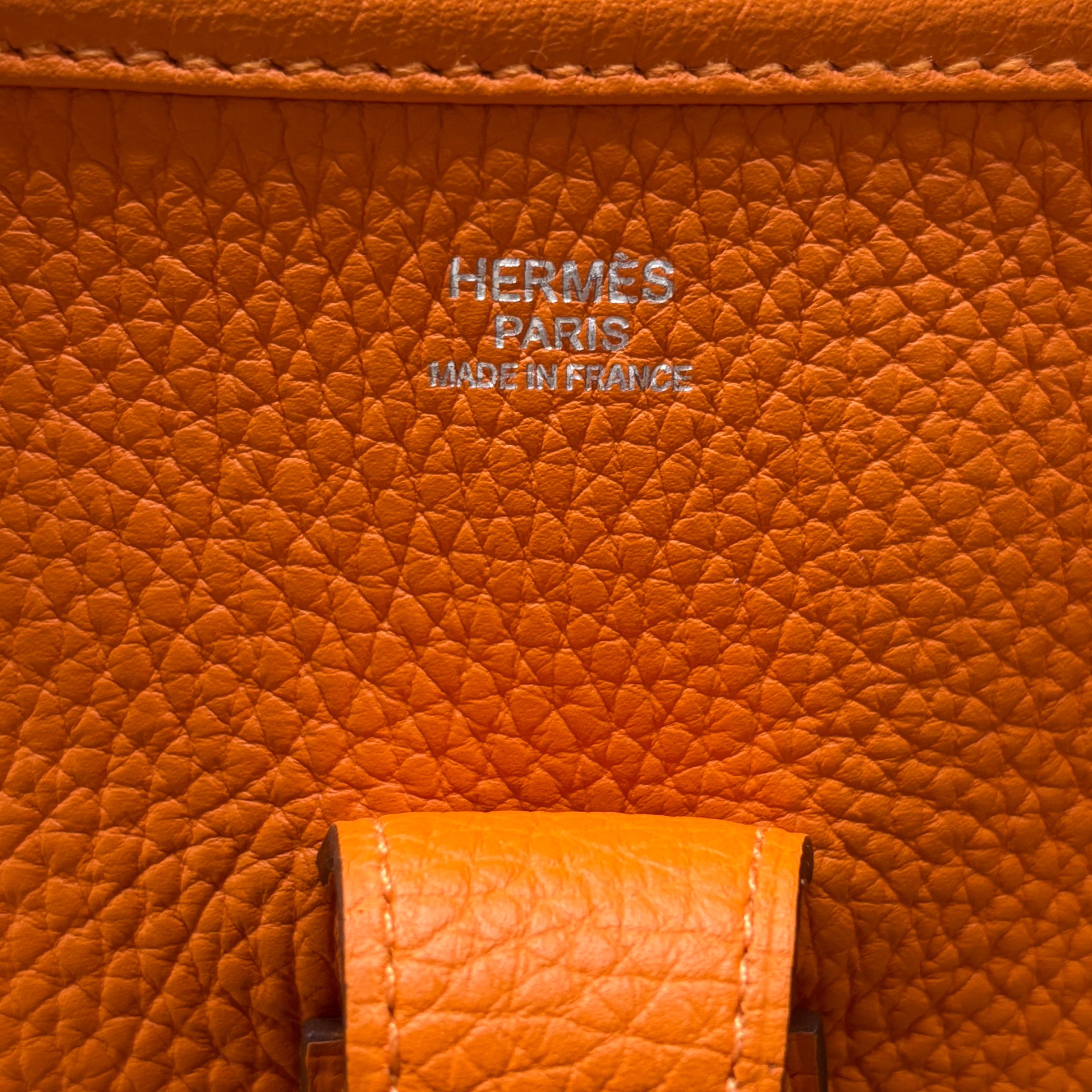 Hermes Evelyn M Orange Pebble Handbag 3900.00