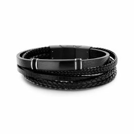 Men's Braided Black Leather / Steel Bracelet 59.00