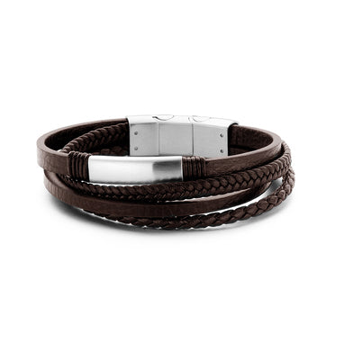 Men's Brown Leather/Steel Bracelet 59.00