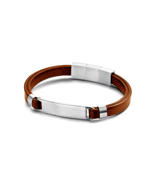 Men's Brown Leather/Steel Bracelet 39.00