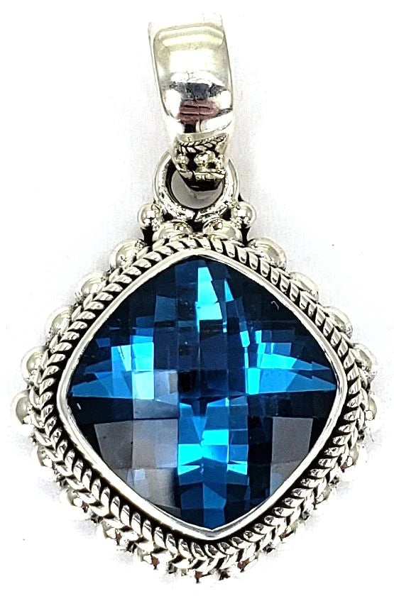 PADMA Sterling Silver Bali Blue Topaz Pendant 12mm 268.00