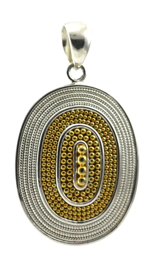 Sterling Silver Beaded Oval 18k Gold Vermeil Pendant 216.00