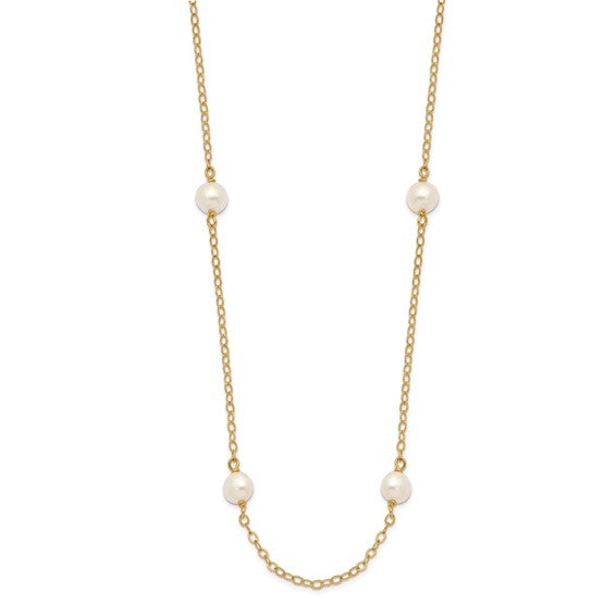 Freshwater Pearl Station Necklace 14KY $348