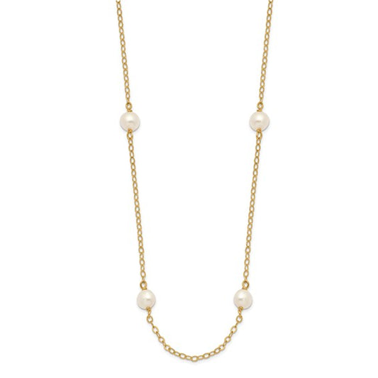 Freshwater Pearl Station Necklace 14KY $348