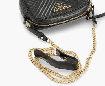 Prada Soft Calfskin Impunture Diagramme Camera Bag Black (Gold) 1670.00