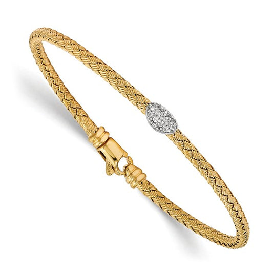 Leslie's Sterling Silver Gold-tone CZ Woven Bracelet 220.00