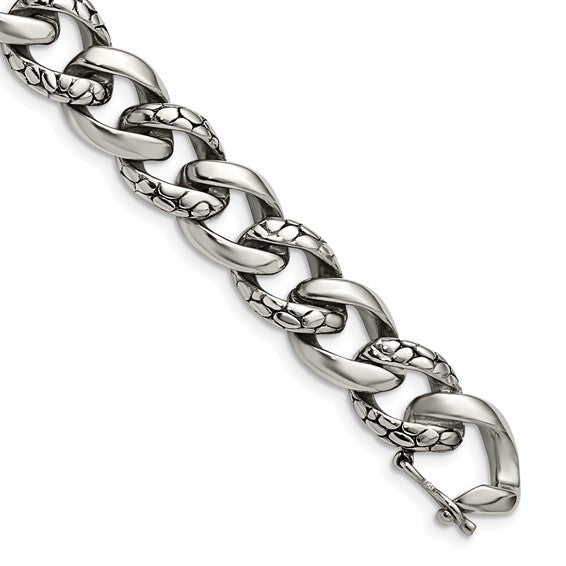 Men's Stainless Steel Antique & Polished Bracelet 8.5" 100.00