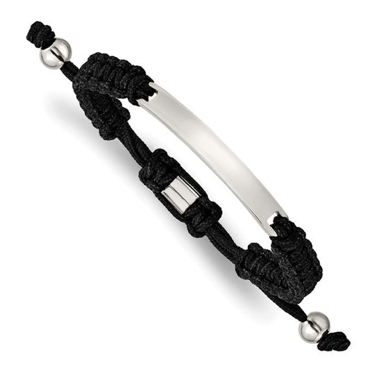 Men's Stainless Steel Polished Black Nylon Adj Bracelet 49.00