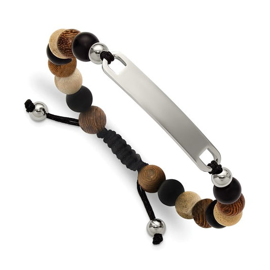 Men's Stainless Steel Camphor/Tigerwood/Onyx Beaded Bracelet 39.00