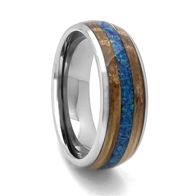 SOLID ELEGANCE 8mm Blue Opal & Tennessee Whiskey Ring 360.00