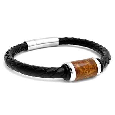 WHISKEY Barrel Wood Inlay & Leather Bracelet 8" 210.00