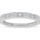 Half Eternity Round and Emerald Diamond Ring with Milgrain 10K 0.21ctw 800.00