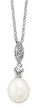 Freshwater Cultured Pearl and CZ Silver Adjustable Necklace 175.00