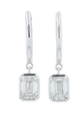 14K White Gold Lab Grown Single Emerald Dangle Hoop 2200.00