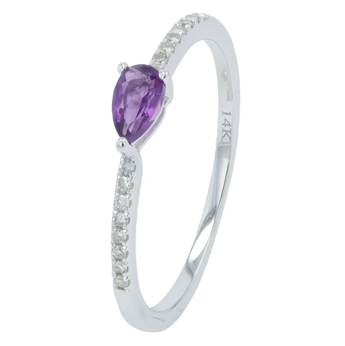 14K White Gold Amethyst and Diamond Ring 800.00