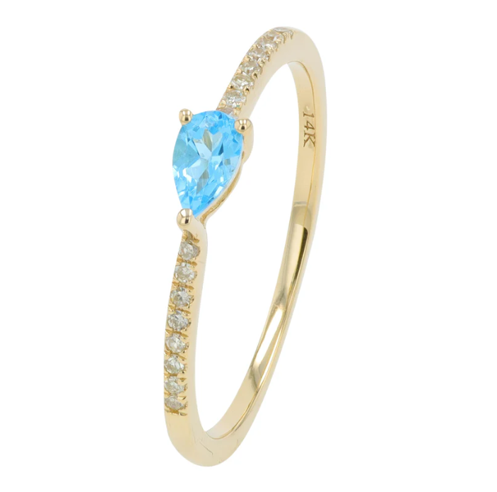 14K Yellow Gold Blue Topaz and Diamond Ring 800.00
