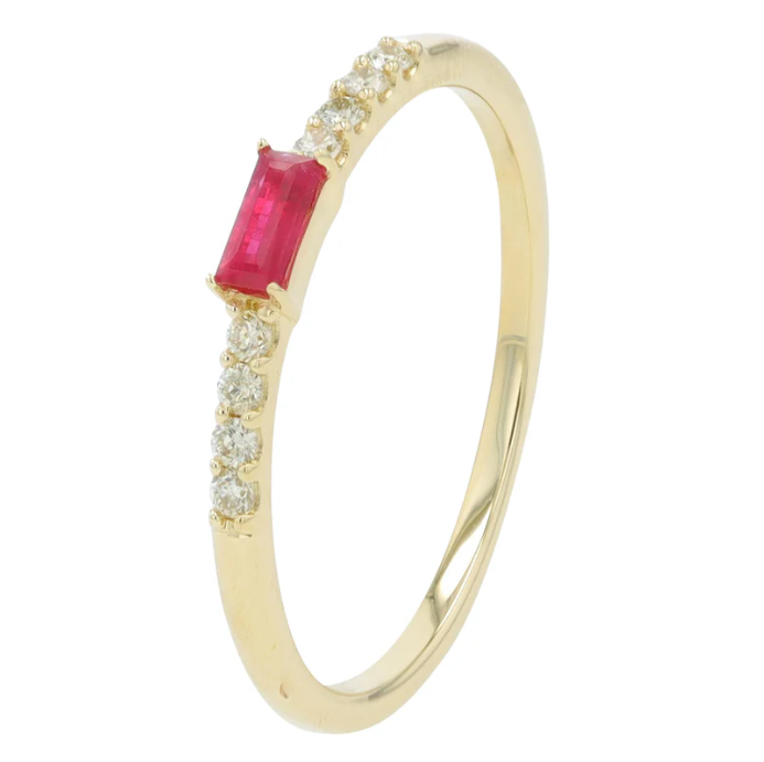 14K Yellow Gold Diamond and Colored Stone Baguette Ring 960.00