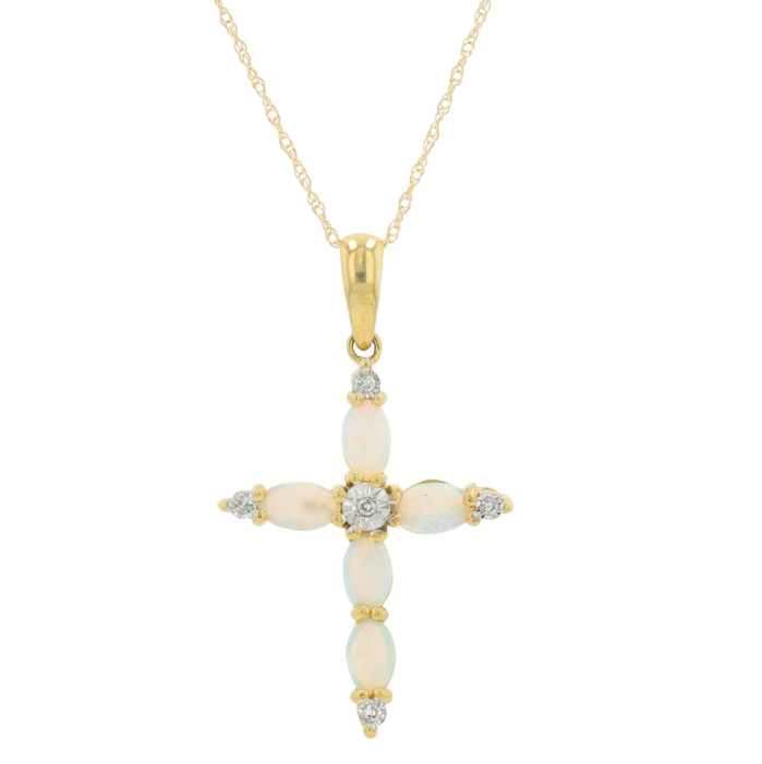 Yellow Gold Diamond and Opal Cross 1550.00
