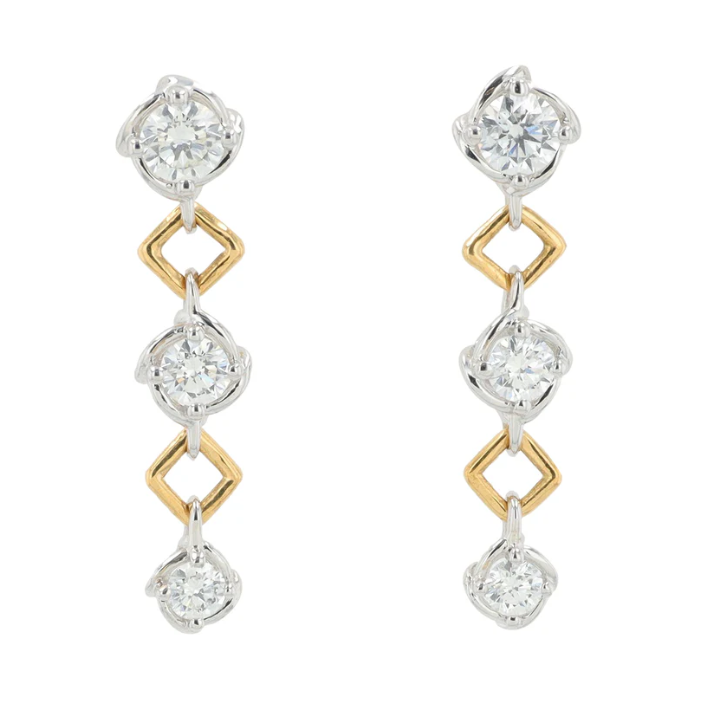 18K Dual Tone Diamond Dangle Earrings 2500.00