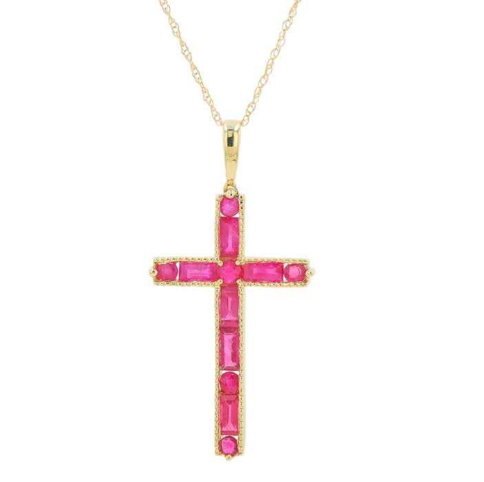 Gold and Colored Stone Cross Necklace 2000.00