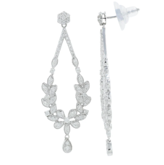 White Gold and Diamond Filagree Champange Dangle Earrings 4100.00