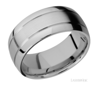 Titanium 9mm Grooved Dome Satin/Polish Men's Band 321.00