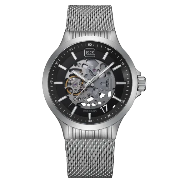 GLOCK Precision Men's Automatic Skeleton Watch Silver Titanium 749.00