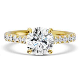 2.01 Lab Grown Round Diamond w/ Diamond Shank in 14K Yellow Gold Ring 4800.00
