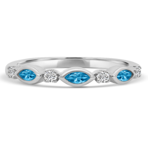 Aquamarine and Diamond White Gold Band 1320.00