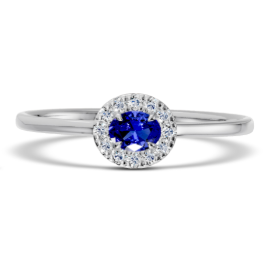 Oval Sapphire and Diamond Halo Stacking Ring 1100.00