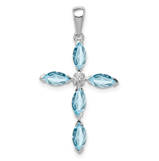 Sterling Silver Blue Topaz and Diamond Cross 80.00