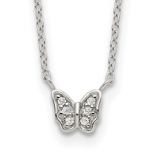 Sterling Silver & CZ Butterfly Charm Necklace 60.00