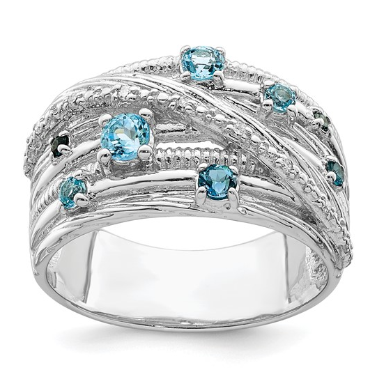 Blue Topaz Sterling Silver & Diamond Accent Ring 240.00